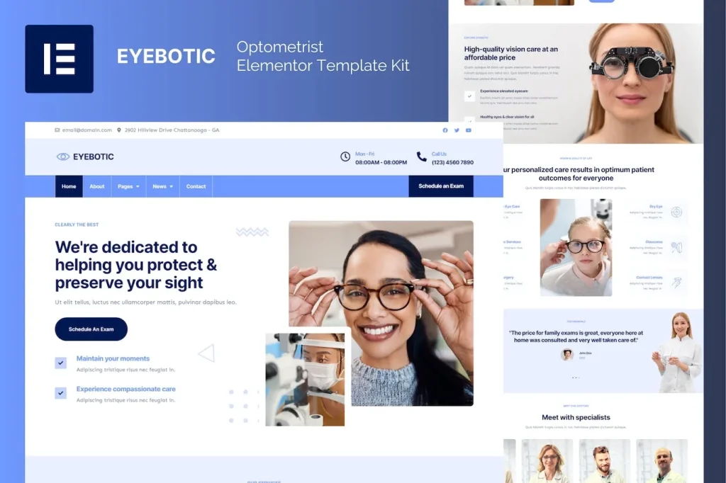 EyeBotic – Optometrist Elementor Template