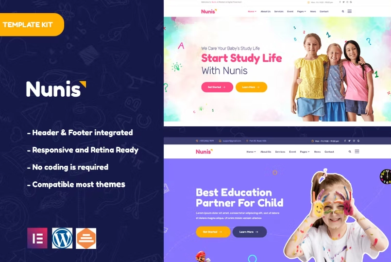 Nunis – Kindergarten Elementor Template