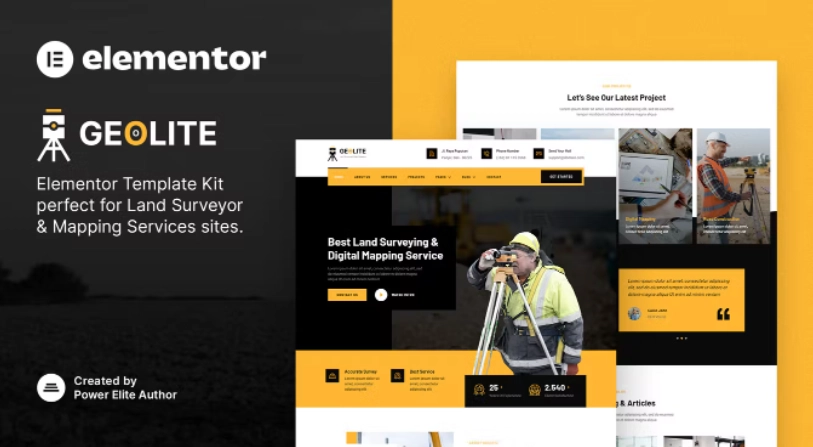 Geolite – Land Surveying & Digital Mapping Elementor Template