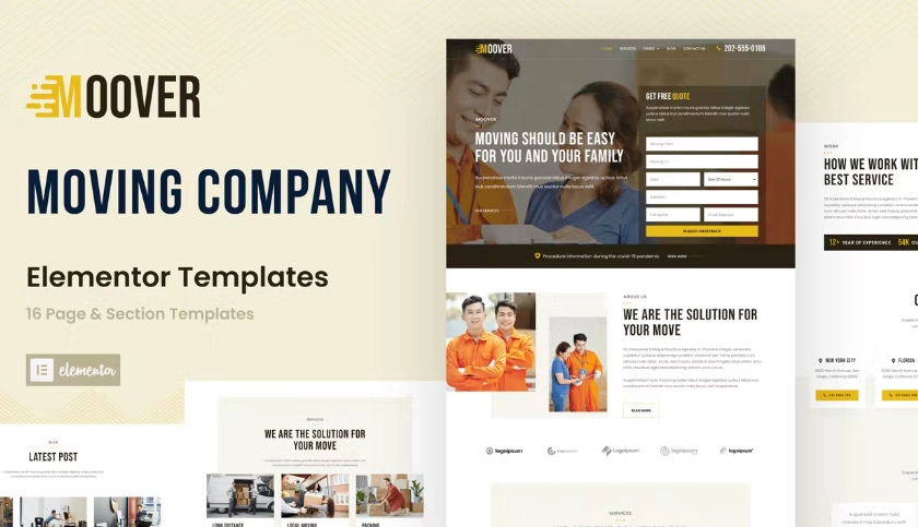 Moover – Moving Company Website Elementor Template