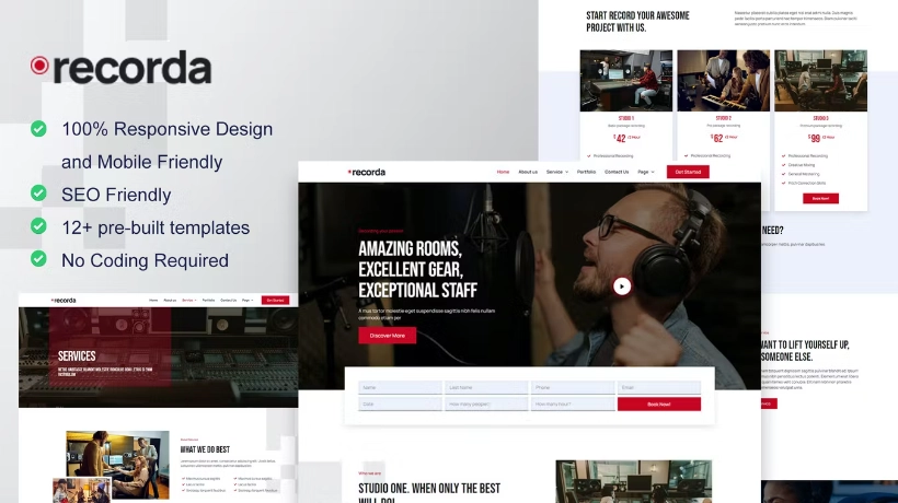 Recorda – Recording & Music Studio Elementor Template