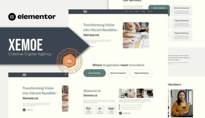 Xemoe – Digital Creative Agency Elementor Template