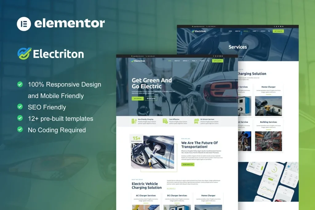 Electriton – Electric Vehicle & Charging Station Elementor Pro Template