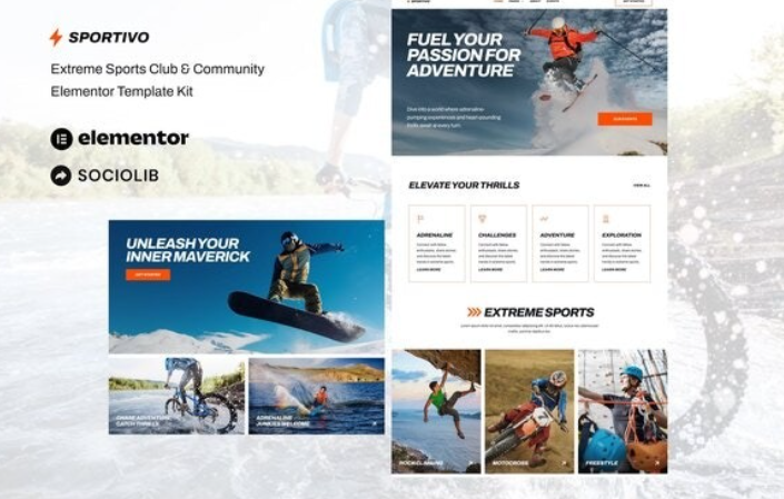 Sportivo – Extreme Sports Club & Community Elementor Template