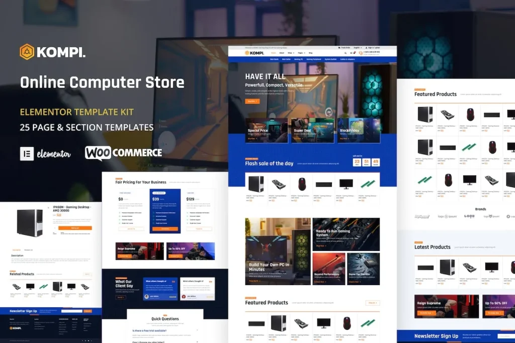 Kompi – Computer Store WordPress Elementor Template