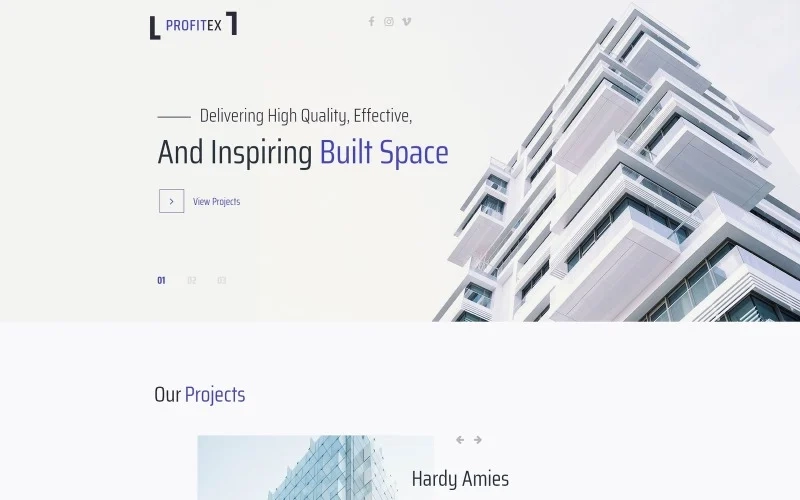 Profitex – Bright Architecture Agency WordPress Elementor Theme WordPress Theme