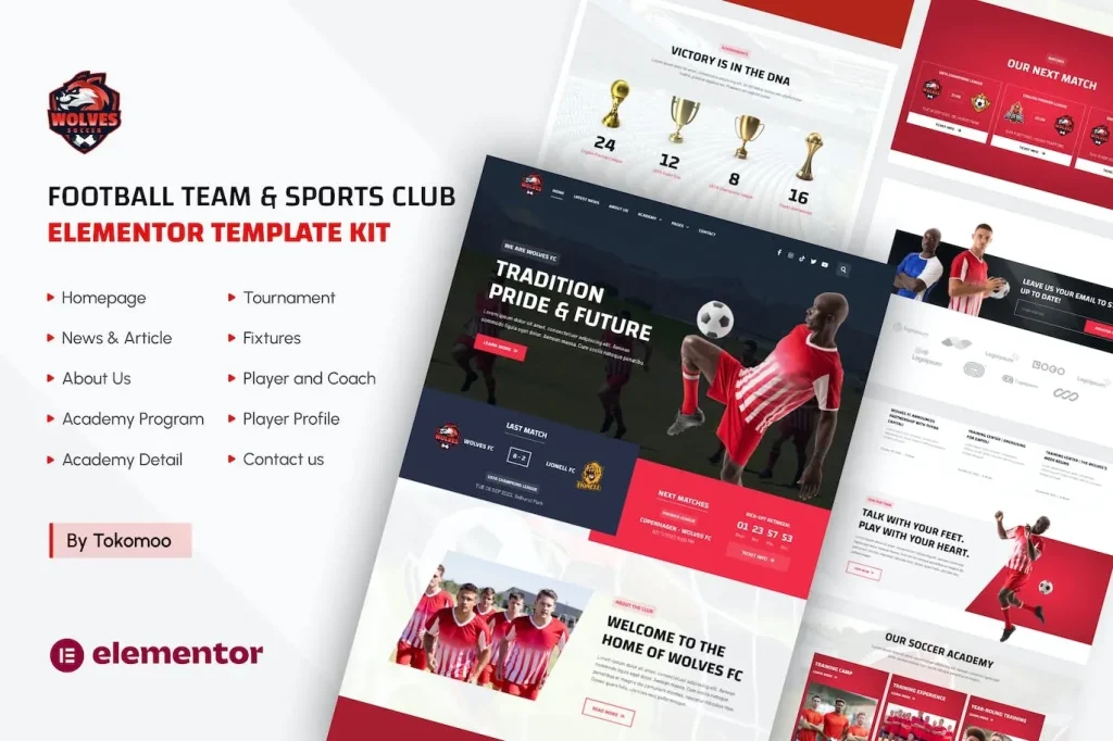 Wolves – Football Team & Sports Club Elementor Pro Template