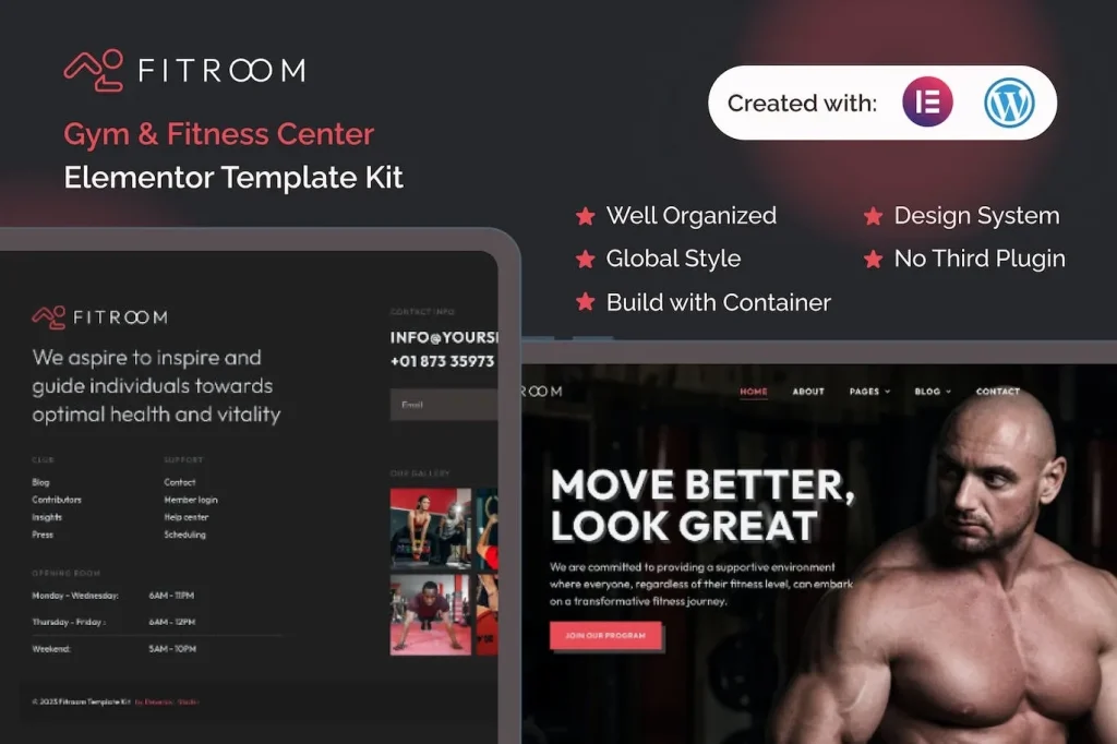 Fitroom – Gym & Fitness Center Elementor Template