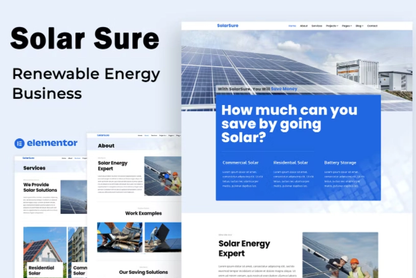 Solar Sure – Renewable Energy Business – Elementor Template