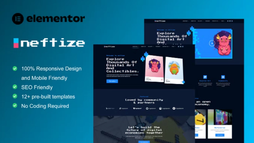 Neftize – NFT Portfolio & Digital Items Elementor Template