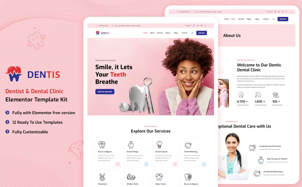 Dentis – Dentist & Dental Clinic Elementor Template