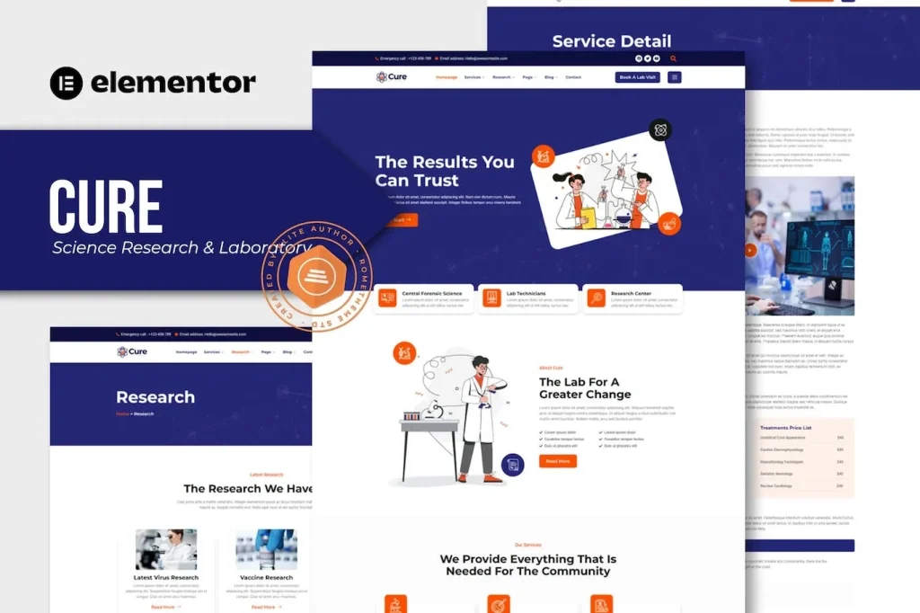 Cure – Science Research & Laboratory Elementor Template