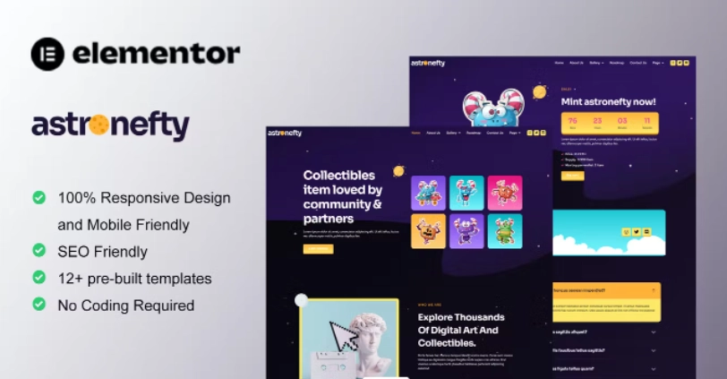 Astronefty – NFT Portfolio Elementor Template