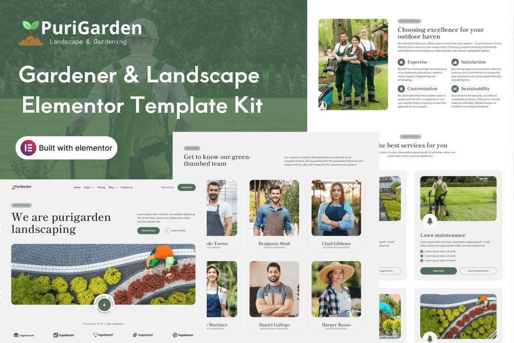 PuriGarden – Gardener & Landscape Elementor Template