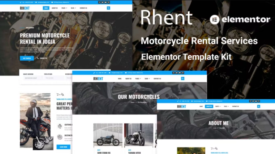 Rhent – Motorcycle Rental Services Elementor Template