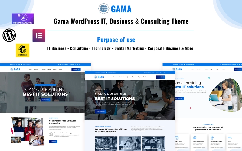 Gama – IT, Business and Consulting WordPress Elementor Theme WordPress Theme
