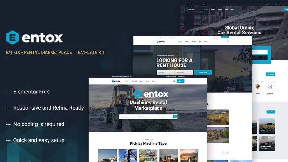 Entox – Car Rental Marketplace Elementor Template