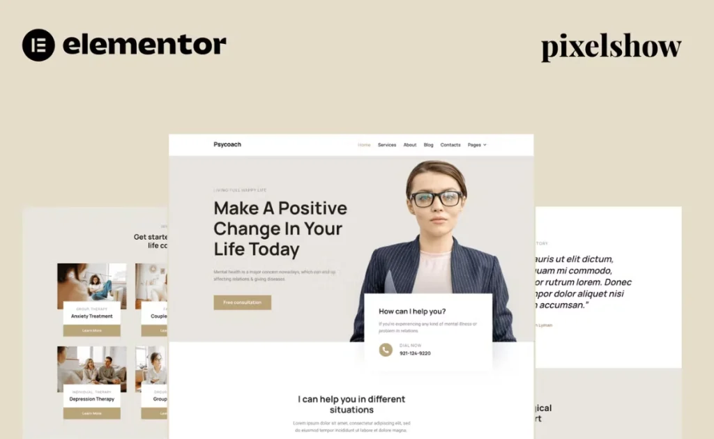 Psycoach – Life Coach & Psychologist Elementor Pro Full Site