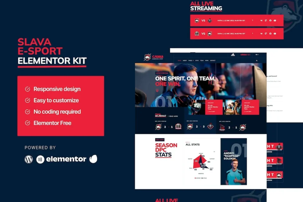 Slava – Esport & Gaming Elementor Template