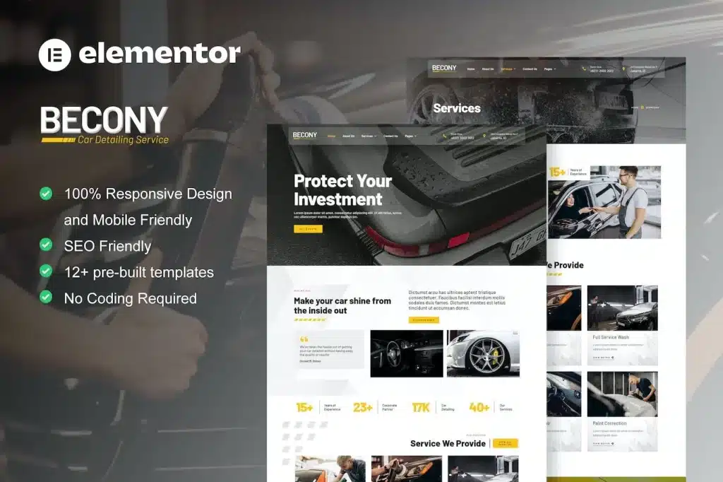 Becony – Car Detailing Services & Car Repair Elementor Template Kit