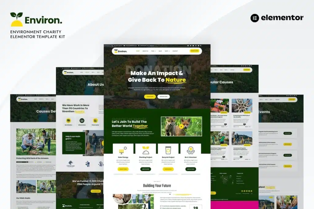 Environ – Environment Charity Elementor Template Kit