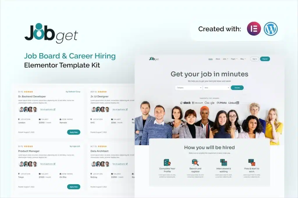 Jobget – Job Board & Career Hiring Elementor Template Kit