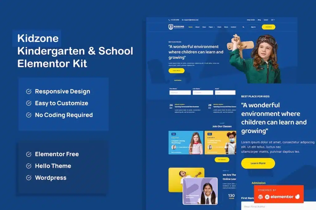 Kidzone – Kindergarten & School Elementor Template Kit