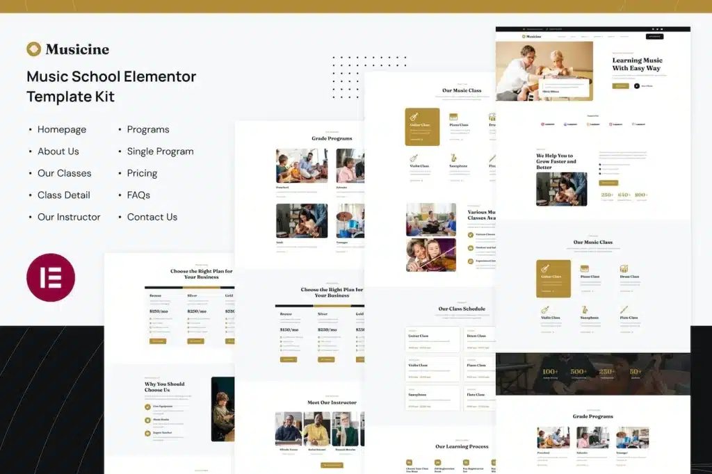 Musicine – Music School Elementor Template Kit