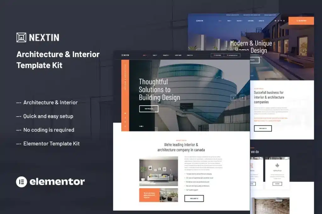 Nextin – Architecture & Interior Elementor Template Kit