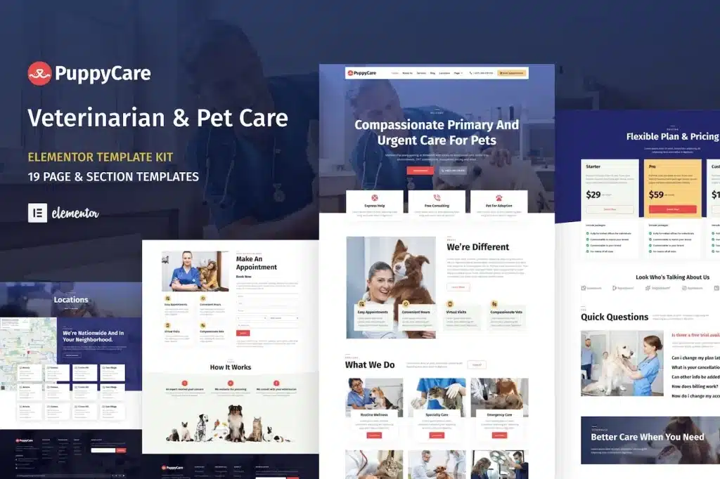 PuppyCare – Vetenarian & Pet Care WordPress Elementor Template Kit