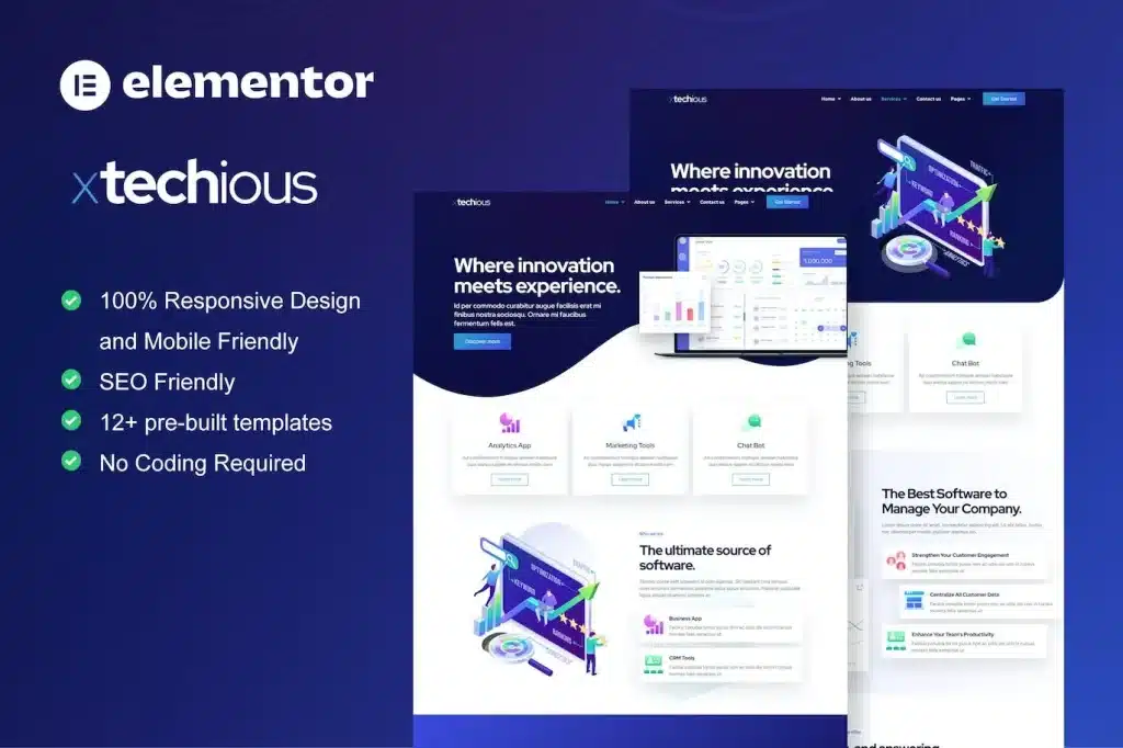 Xtechious – Saas & Digital Tech Company Elementor Template Kit