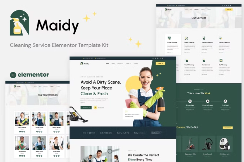 Maidy – Cleaning Service Elementor Template