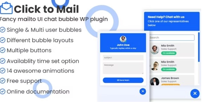 Click to mail – Fancy Mailto UI chat bubbles plugin