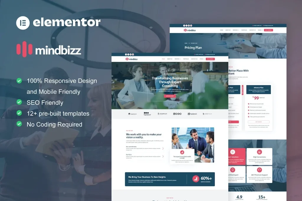 MindBizz – Business Consulting Elementor Pro Template