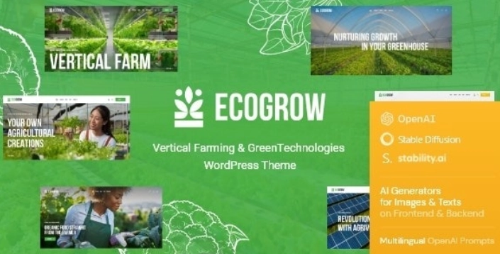 EcoGrow – Vertical Farming & Green Technologies WordPress Theme + AI