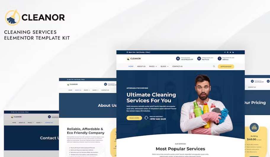 Cleanor – Cleaning Services Elementor Pro Template