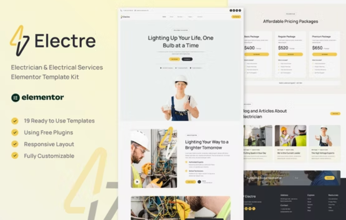 Electre – Electrician & Electrical Services Elementor Template