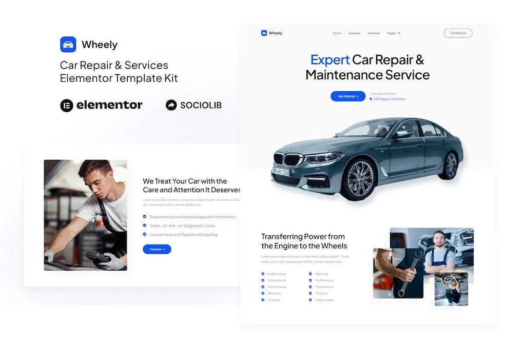 Wheely – Car Repair & Auto Services Elementor Template