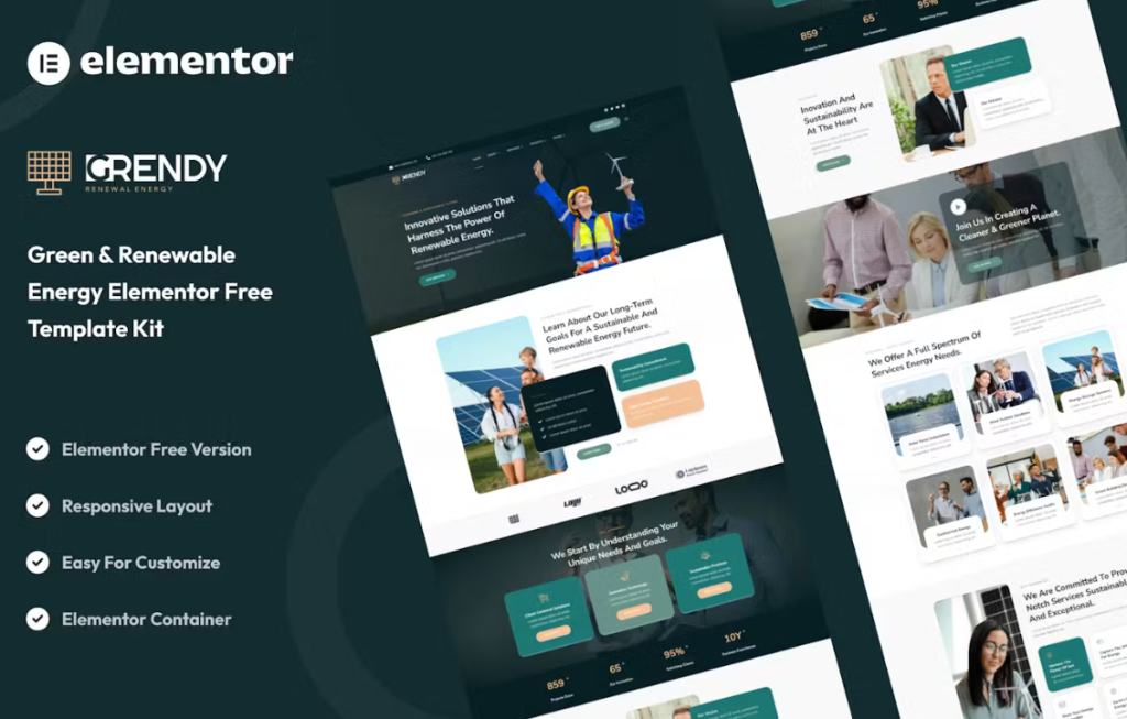 Grendy – Green & Renewable Energy Solutions Elementor Template
