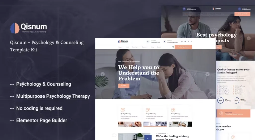 Qisnum – Psychology & Counseling Elementor Template