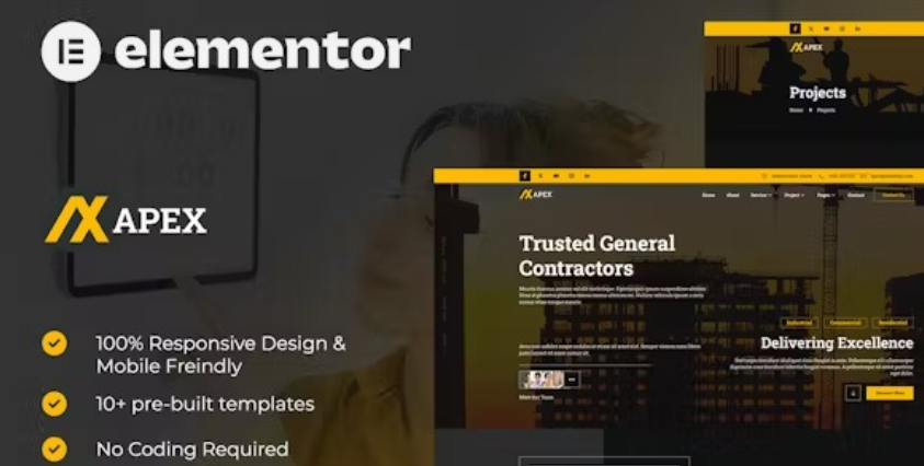 Apex – Construction Elementor Template