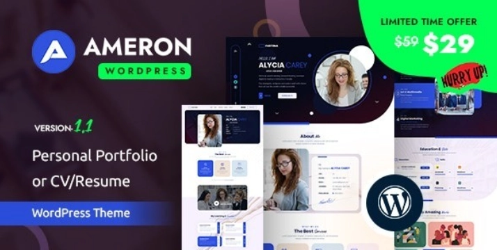Ameron – Personal Portfolio or CV/Resume WordPress Theme