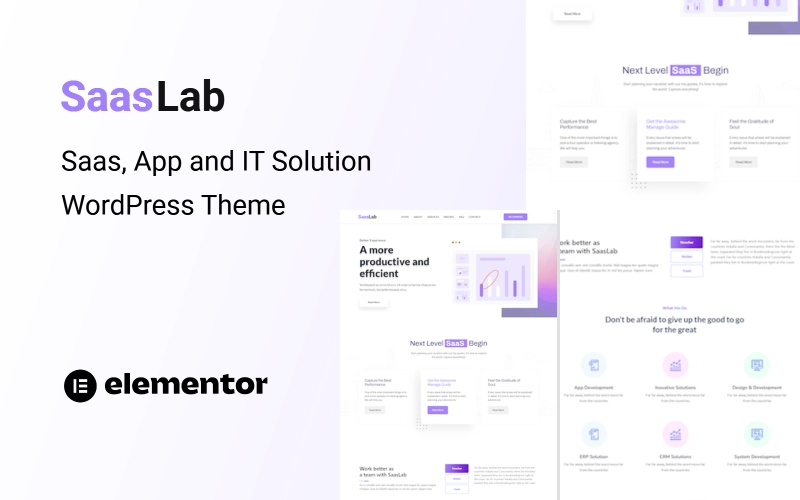 SaasLab – SaaS, App and IT Solution One Page WordPress Theme