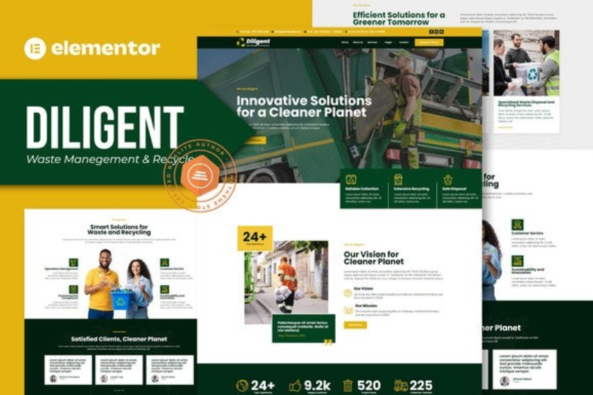 Diligent – Waste Management & Recycling Company Elementor Template
