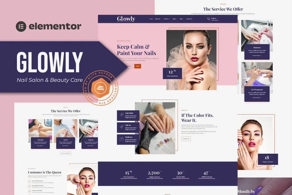 Glowly – Nail Salon & Beauty Care Elementor Template