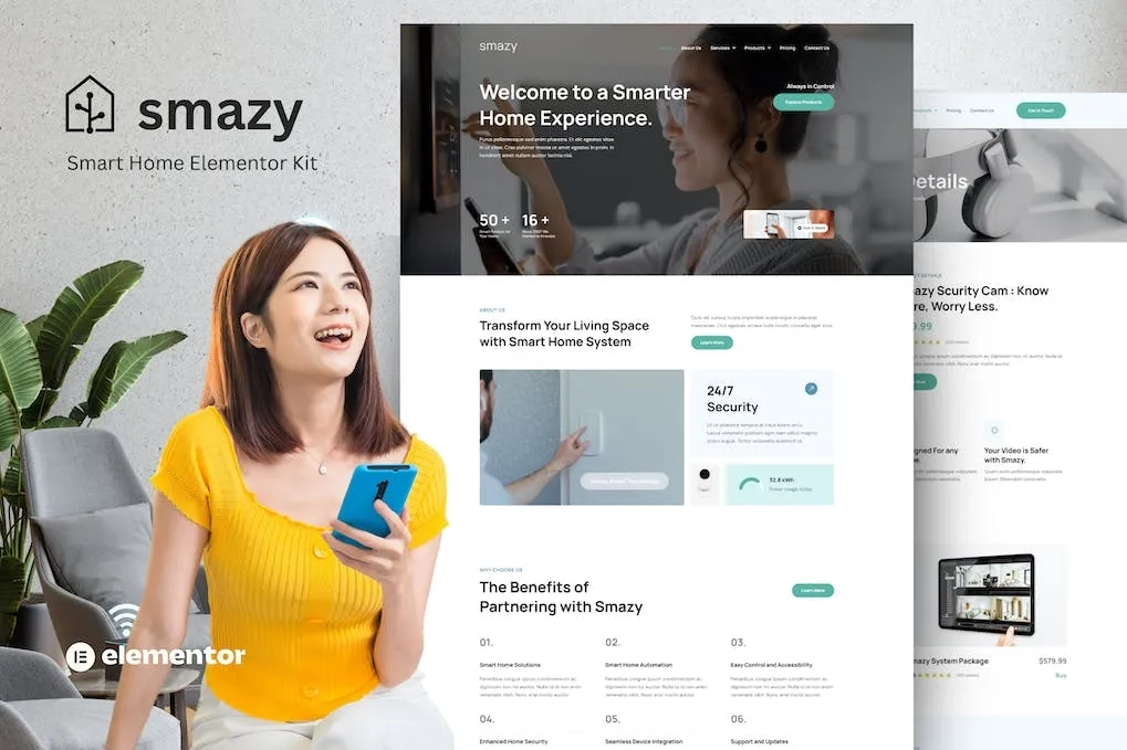Smazy – Smart Home System Elementor Template