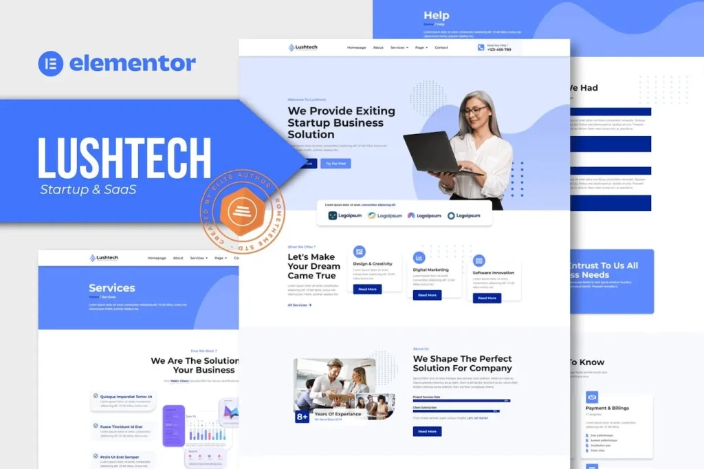 Lushtech – Startup & SaaS Elementor Pro Template