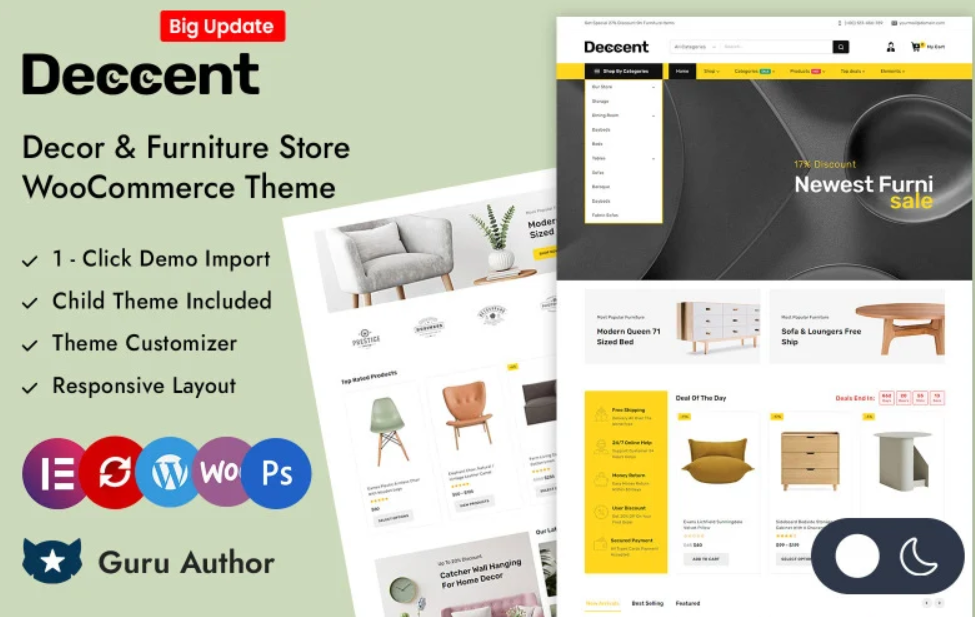 Deccent – Furniture and Home Decor Store Elementor WooCommerce Responsive Theme