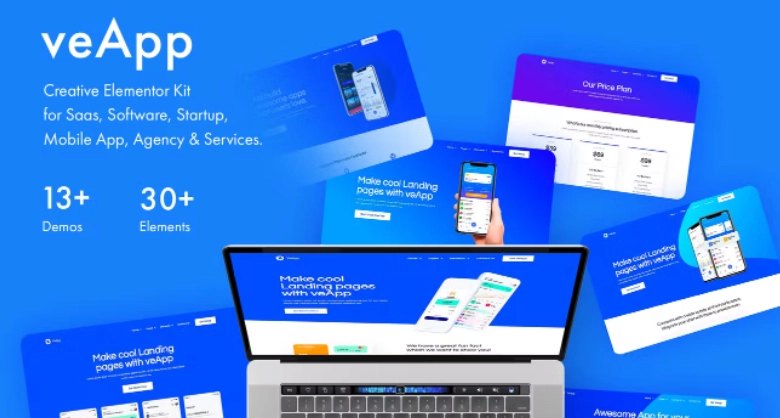 veApp – Mobile App & Startup Elementor Template