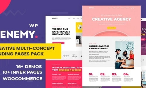 Genemy – Creative Multi Concept Landing Pages Pack With Page Builder